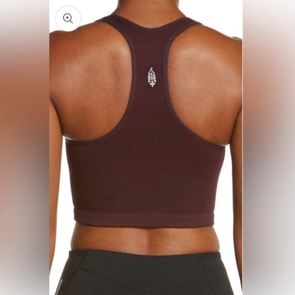 Free People Movement Brown Ribbed Free Throw Crop Top Size Large - Picture 6 of 6